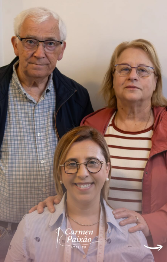 Carmen Paixão com os seus pais, os seus primeiros mestres